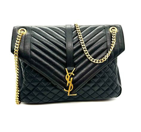 bolso ysl negro cadena dorada|bolso saint laurent mujer.